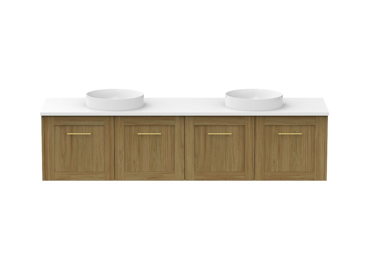 reece Kado Lux All Door 1800mm Wall Hung Vanity Double Basin 20mm Cherry Pie Top