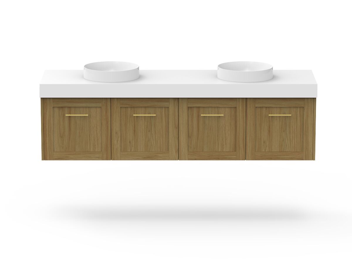 reece Kado Lux All Door 1800mm Wall Hung Vanity Double Basin 90mm Cherry Pie Top