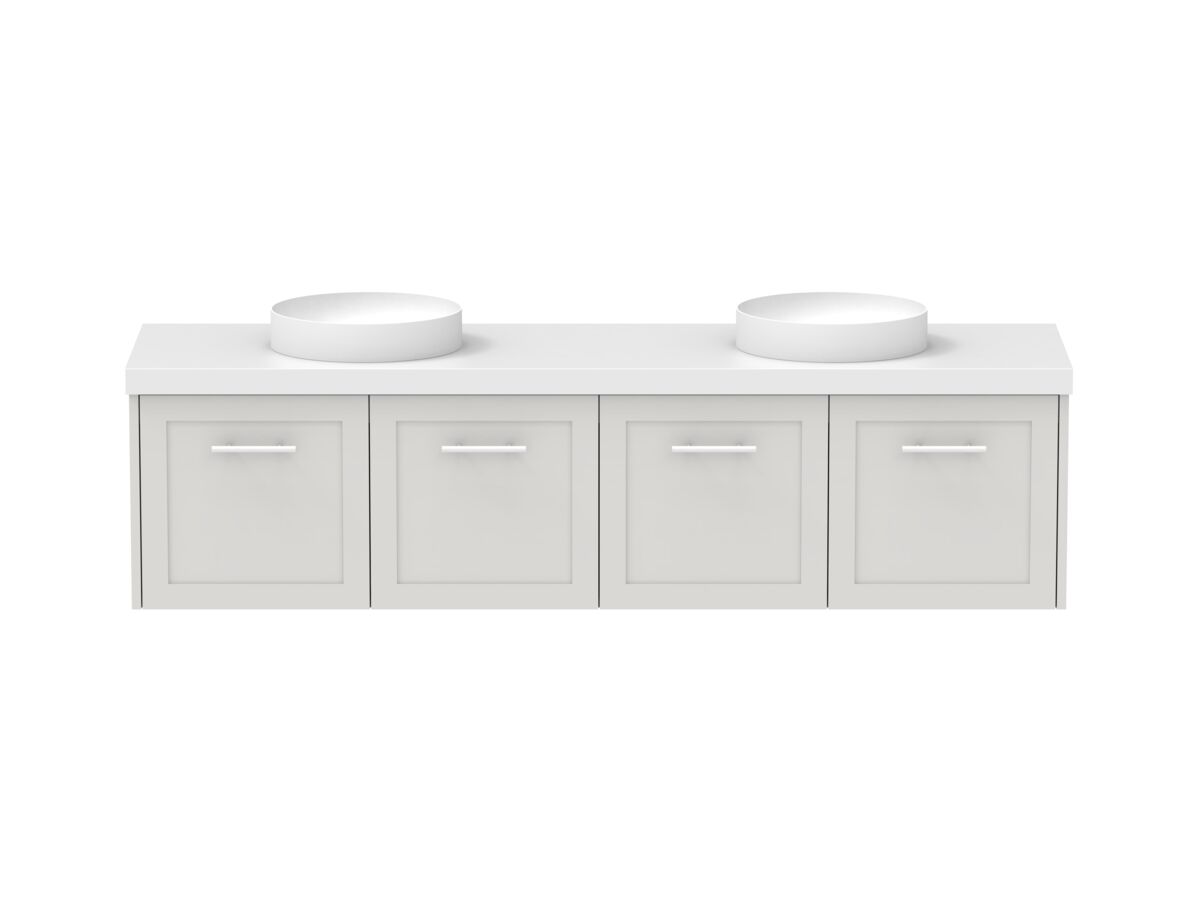 reece Kado Lux All Door 1800mm Wall Hung Vanity Double Basin 50mm Cherry Pie Top