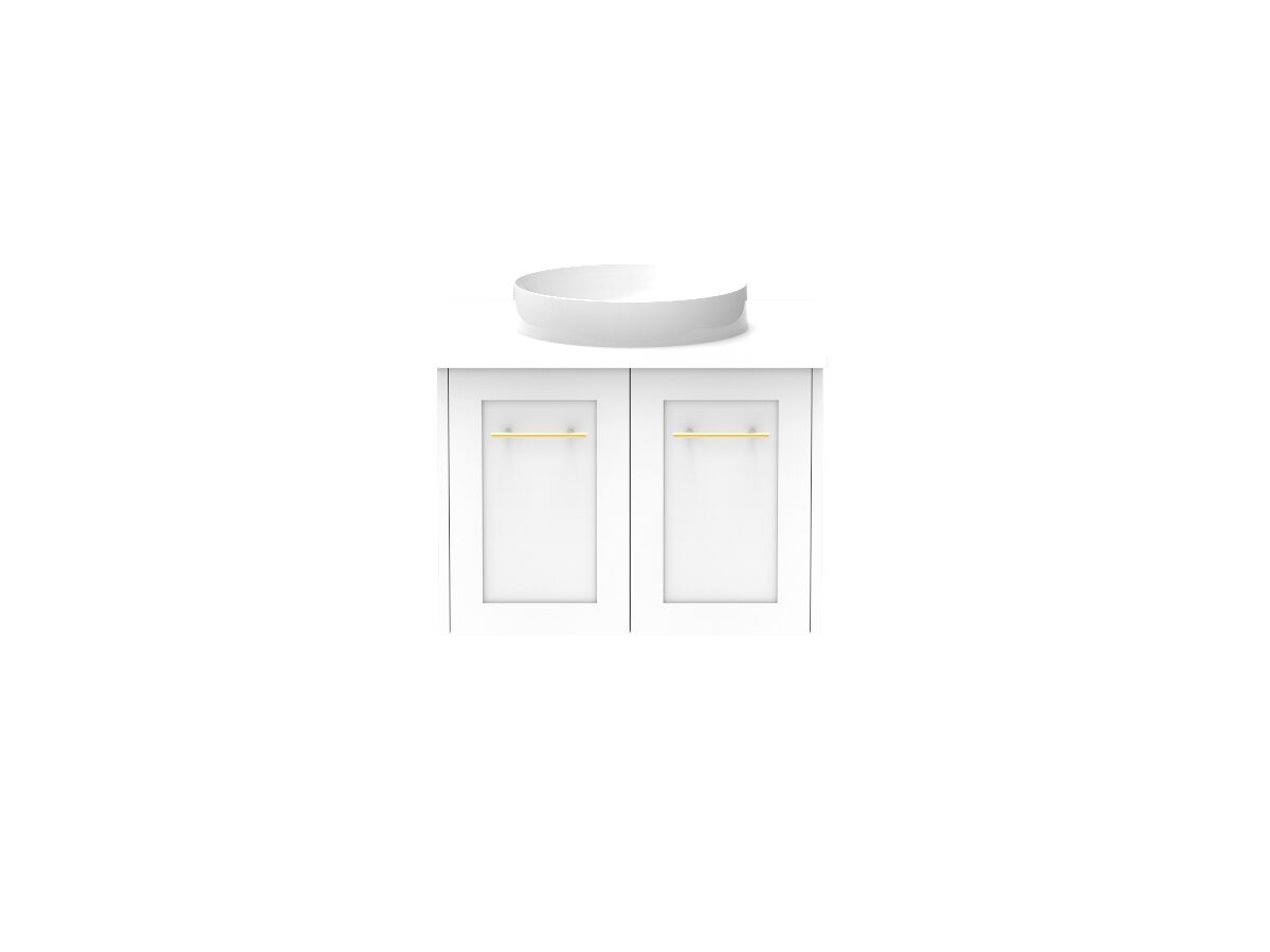 Reece Kado Lux All Door 600mm Wall Hung Vanity Centre Basin 20mm Cherry Pie Top