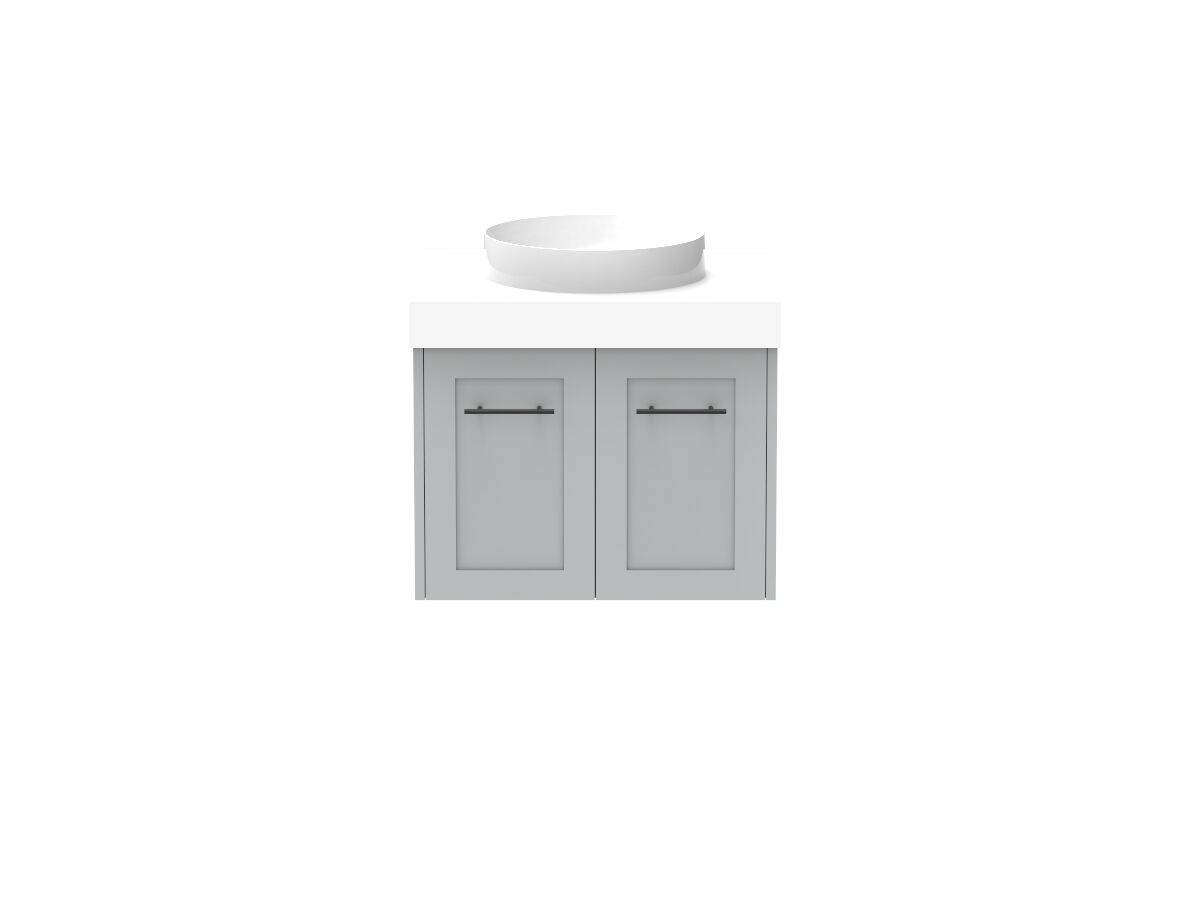 reece Kado Lux All Door 600mm Wall Hung Vanity Centre Basin 90mm Cherry Pie Top