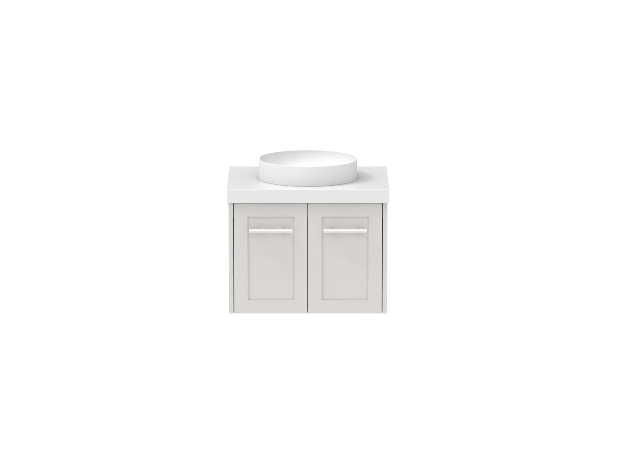 reece Kado Lux All Door 600mm Wall Hung Vanity Centre Basin 50mm Cherry Pie Top
