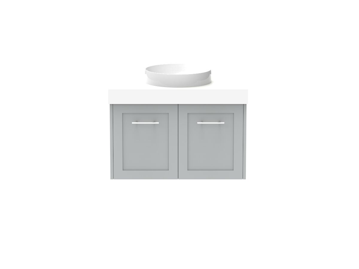 Reece Kado Lux All Door 750mm Wall Hung Vanity Centre Basin 90mm Cherry Pie Top