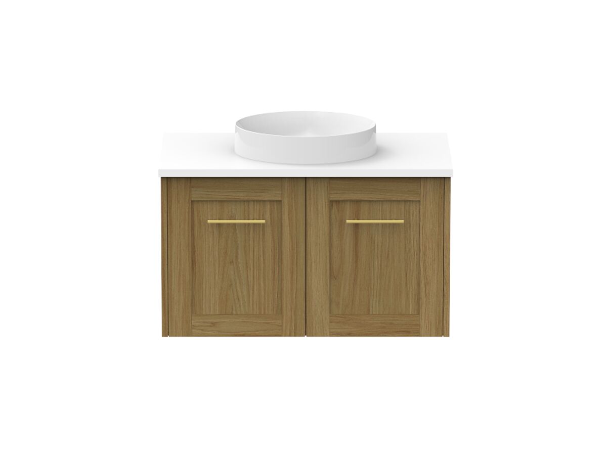 reece Kado Lux All Door 750mm Wall Hung Vanity Centre Basin 20mm Cherry Pie Top