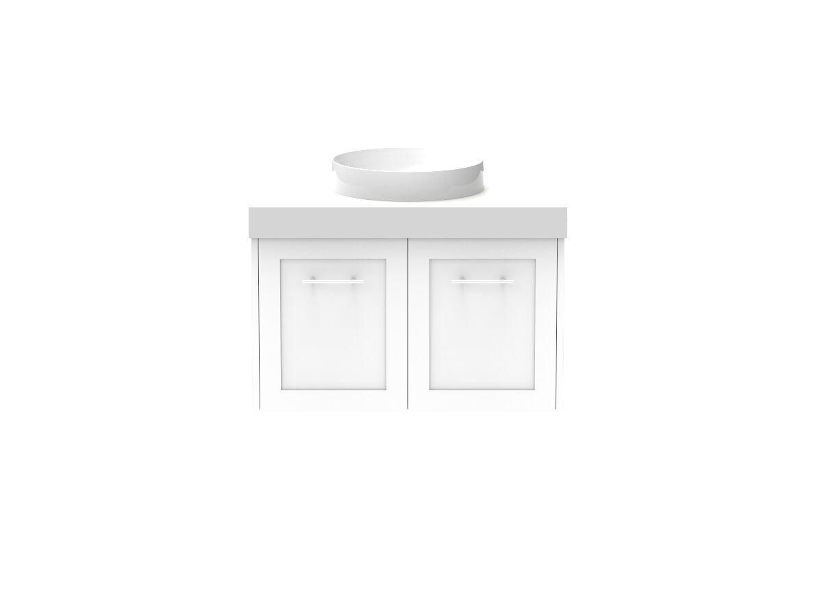 reece Kado Lux All Door 750mm Wall Hung Vanity Centre Basin 90mm Cherry Pie Top