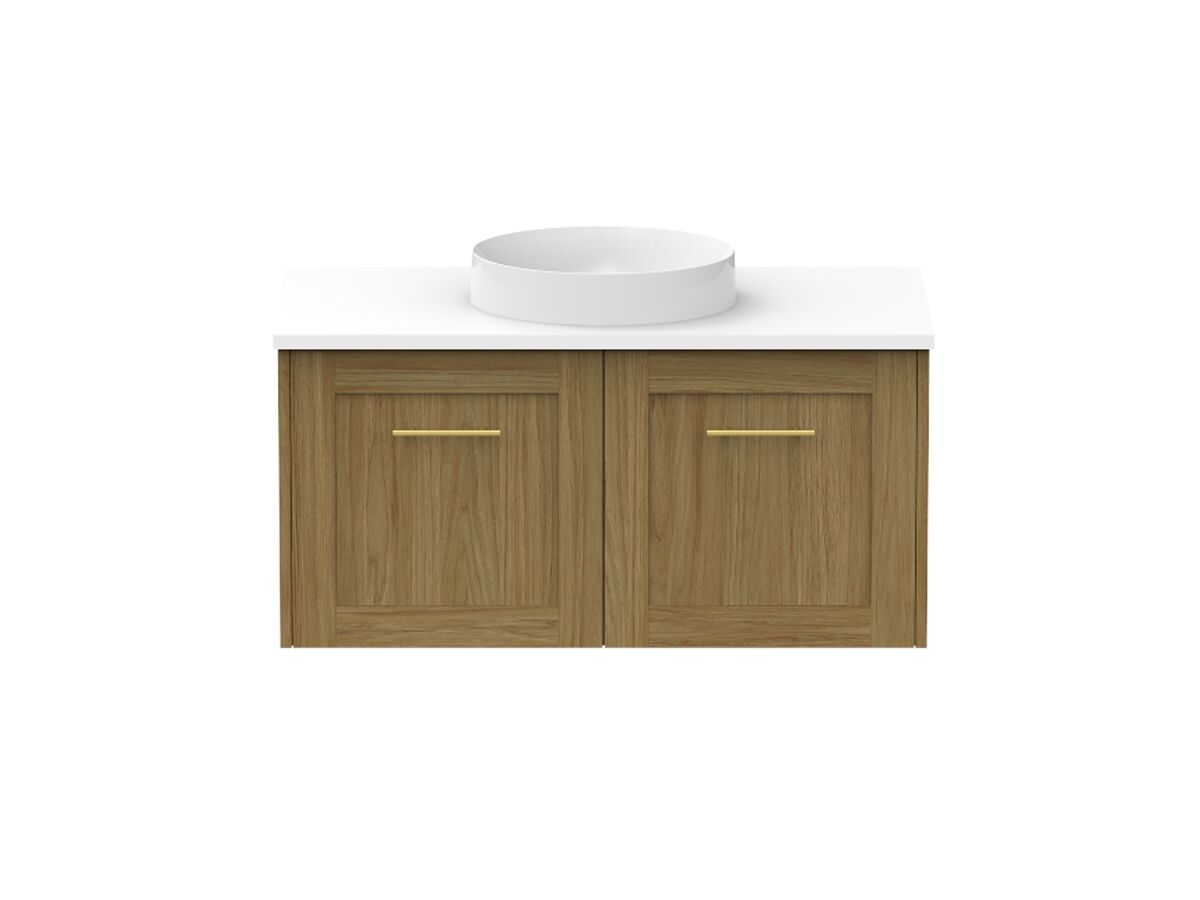 Reece Kado Lux All Door 900mm Wall Hung Vanity Centre Basin 20mm Cherry Pie Top