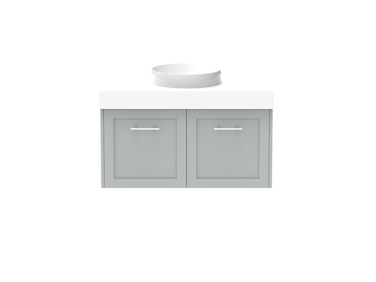 Reece Kado Lux All Door 900mm Wall Hung Vanity Centre Basin 90mm Cherry Pie Top