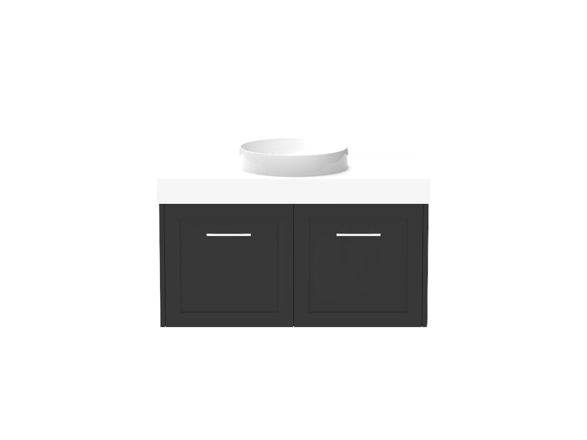 reece Kado Lux All Door 900mm Wall Hung Vanity Centre Basin 90mm Cherry Pie Top
