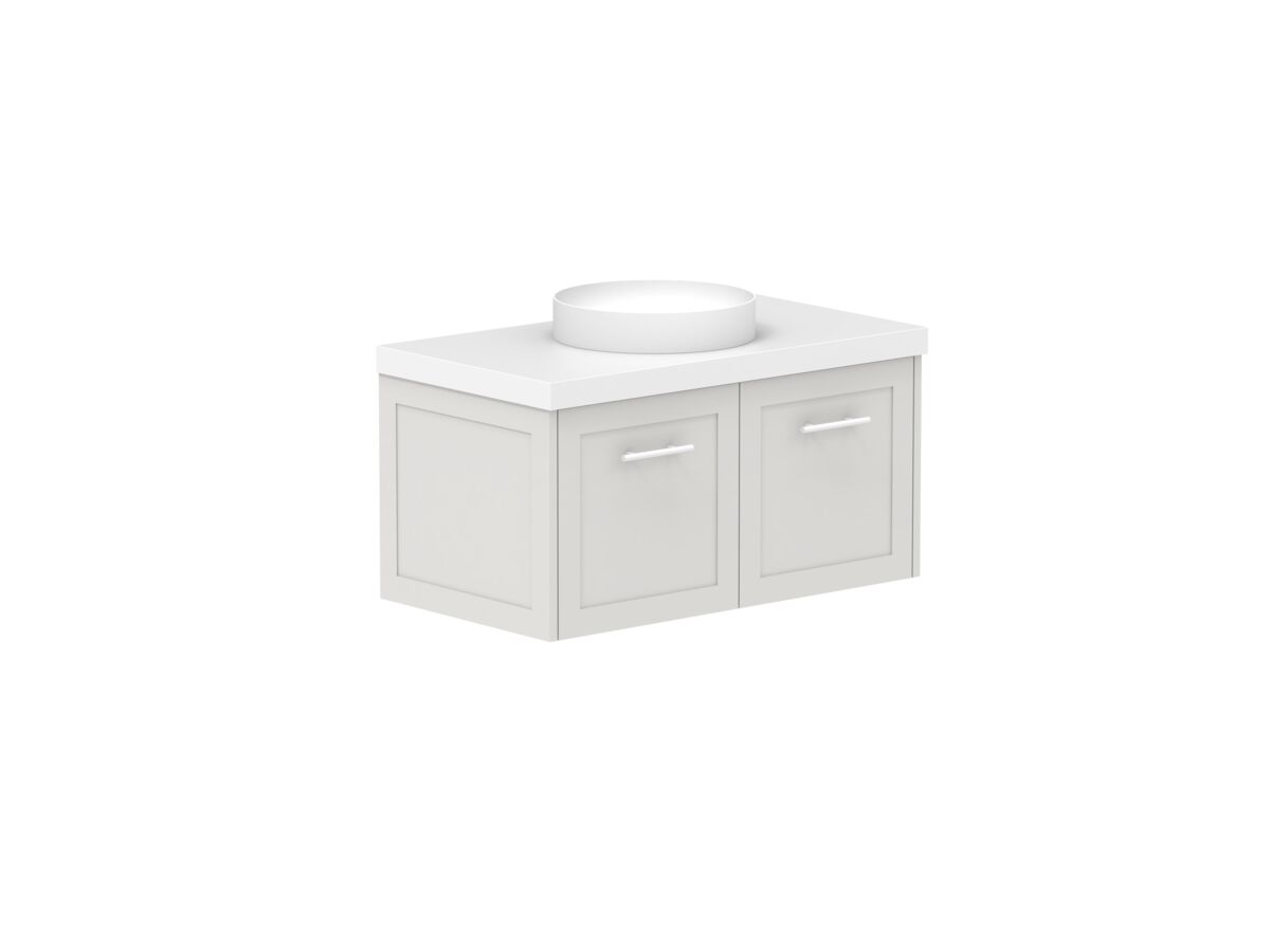Reece Kado Lux All Door 900mm Wall Hung Vanity Centre Basin 50mm Cherry Pie Top