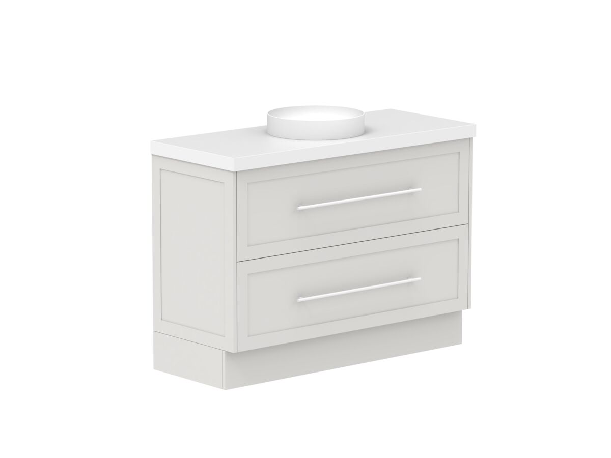Reece Kado Lux All Drawer 1200mm Floor Mounted Vanity Centre Basin 50mm Cherry Pie Top