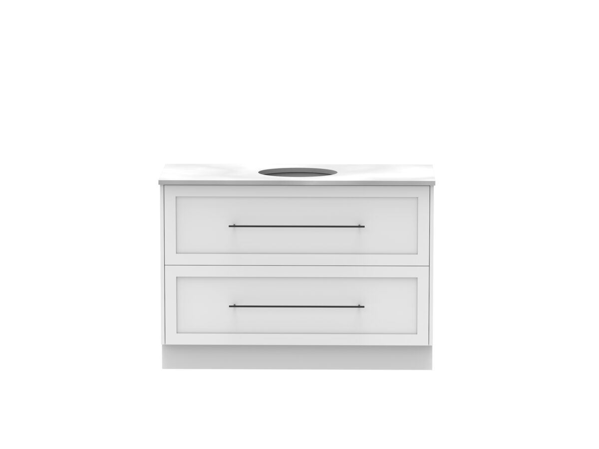 Reece Kado Lux All Drawer 1200mm Floor Mounted Vanity Centre Basin 20mm Cherry Pie Top