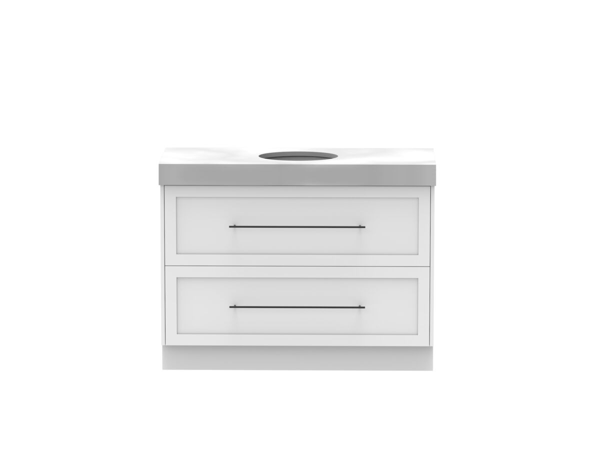 Reece Kado Lux All Drawer 1200mm Floor Mounted Vanity Centre Basin 90mm Cherry Pie Top