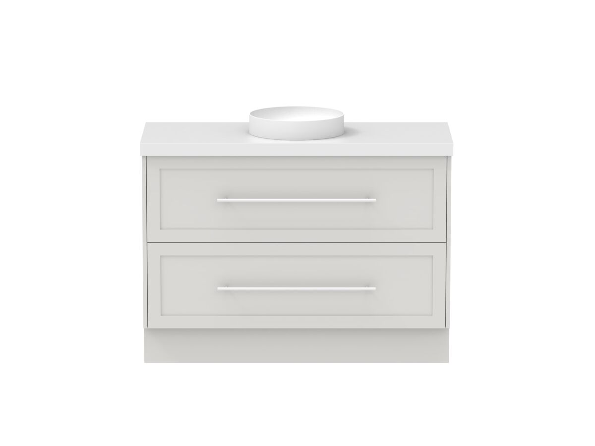 reece Kado Lux All Drawer 1200mm Floor Mounted Vanity Centre Basin 50mm Cherry Pie Top