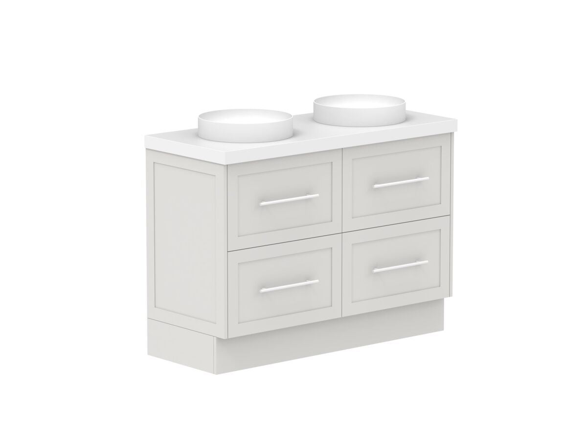 Reece Kado Lux All Drawer 1200mm Floor Mounted Vanity Double Basin 50mm Cherry Pie Top