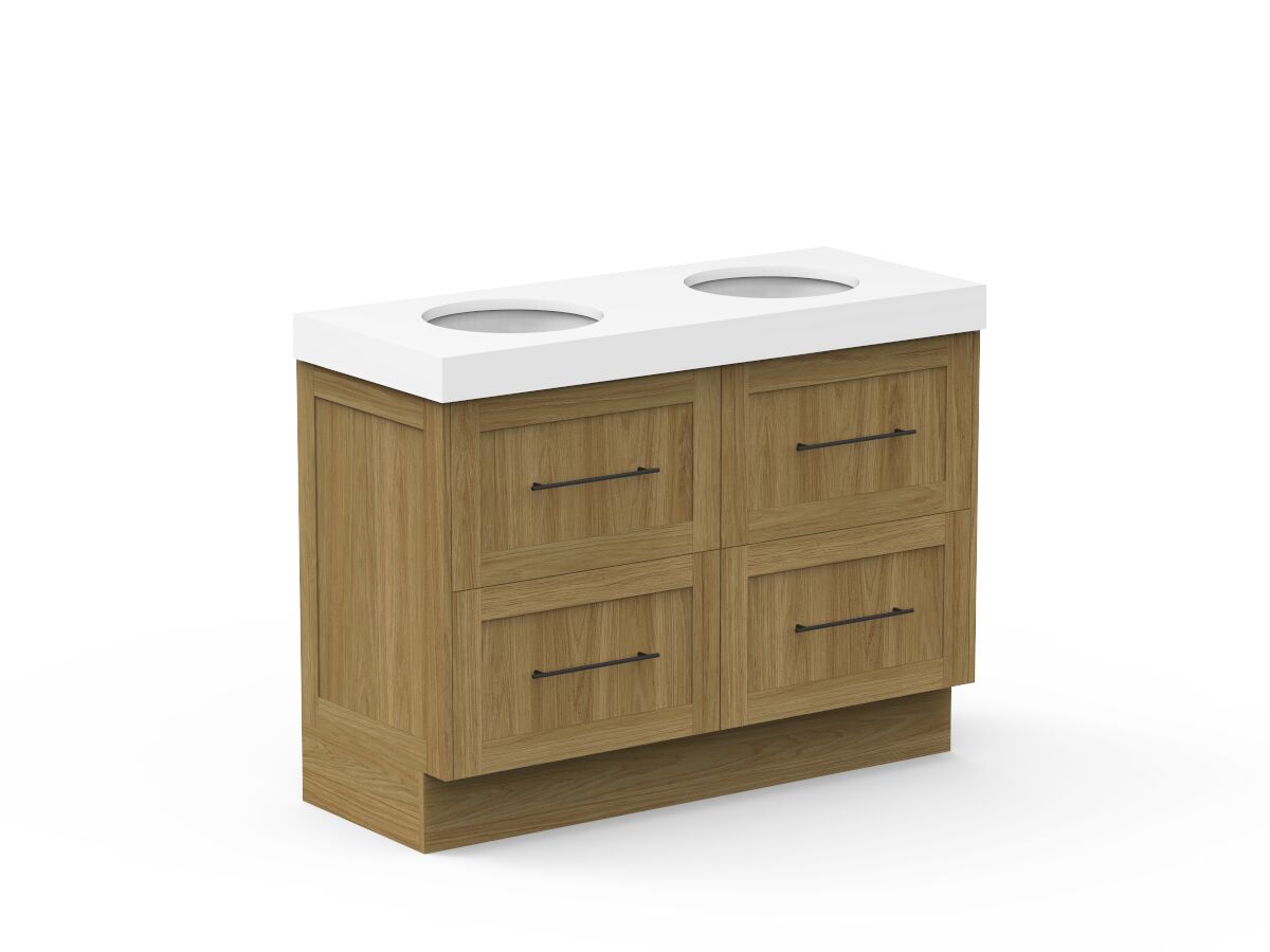 Reece Kado Lux All Drawer 1200mm Floor Mounted Vanity Double Basin 90mm Cherry Pie Top