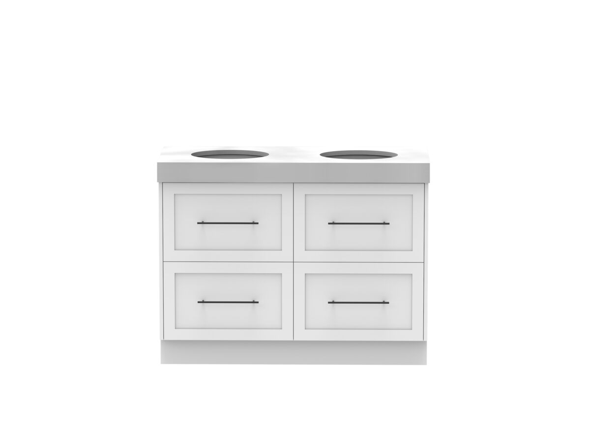 reece Kado Lux All Drawer 1200mm Floor Mounted Vanity Double Basin 90mm Cherry Pie Top
