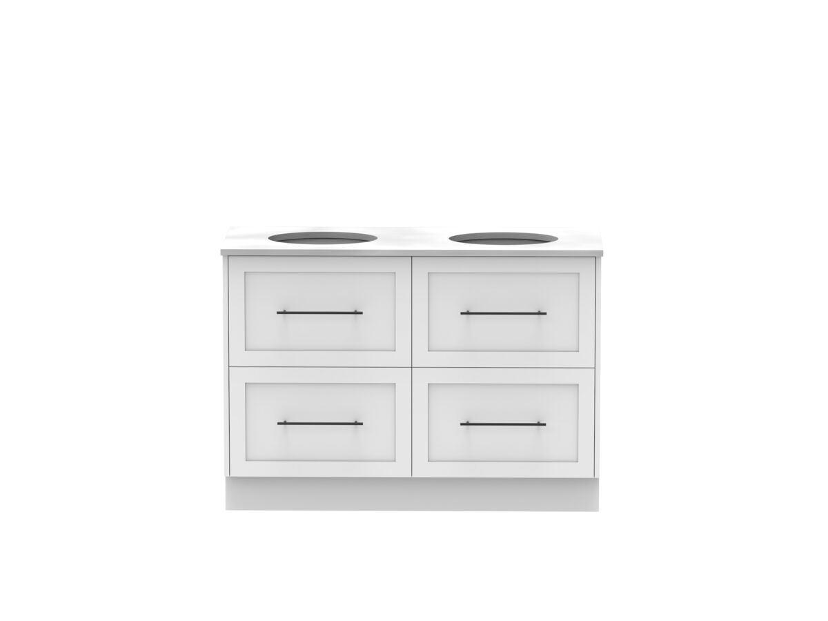 Reece Kado Lux All Drawer 1200mm Floor Mounted Vanity Double Basin 20mm Cherry Pie Top