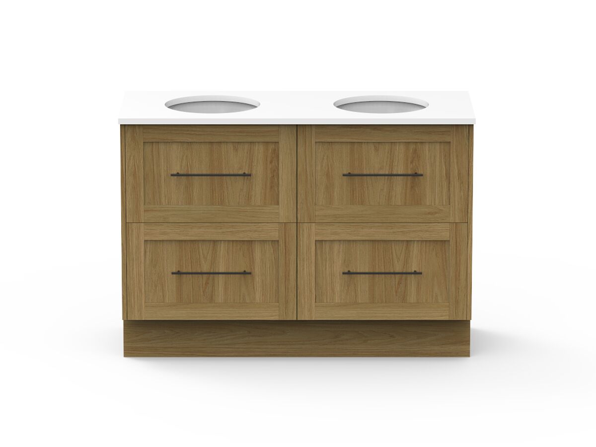 reece Kado Lux All Drawer 1200mm Floor Mounted Vanity Double Basin 20mm Cherry Pie Top