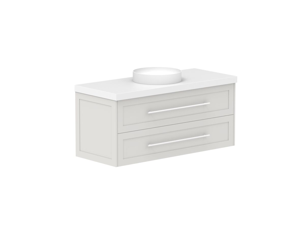 Reece Kado Lux All Drawer 1200mm Wall Hung Vanity Centre Basin 50mm Durasein Top