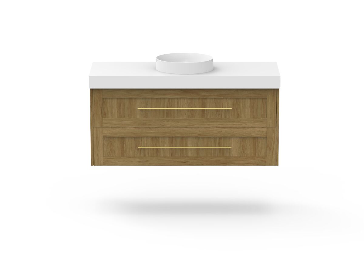 reece Kado Lux All Drawer 1200mm Wall Hung Vanity Centre Basin 90mm Cherry Pie Top