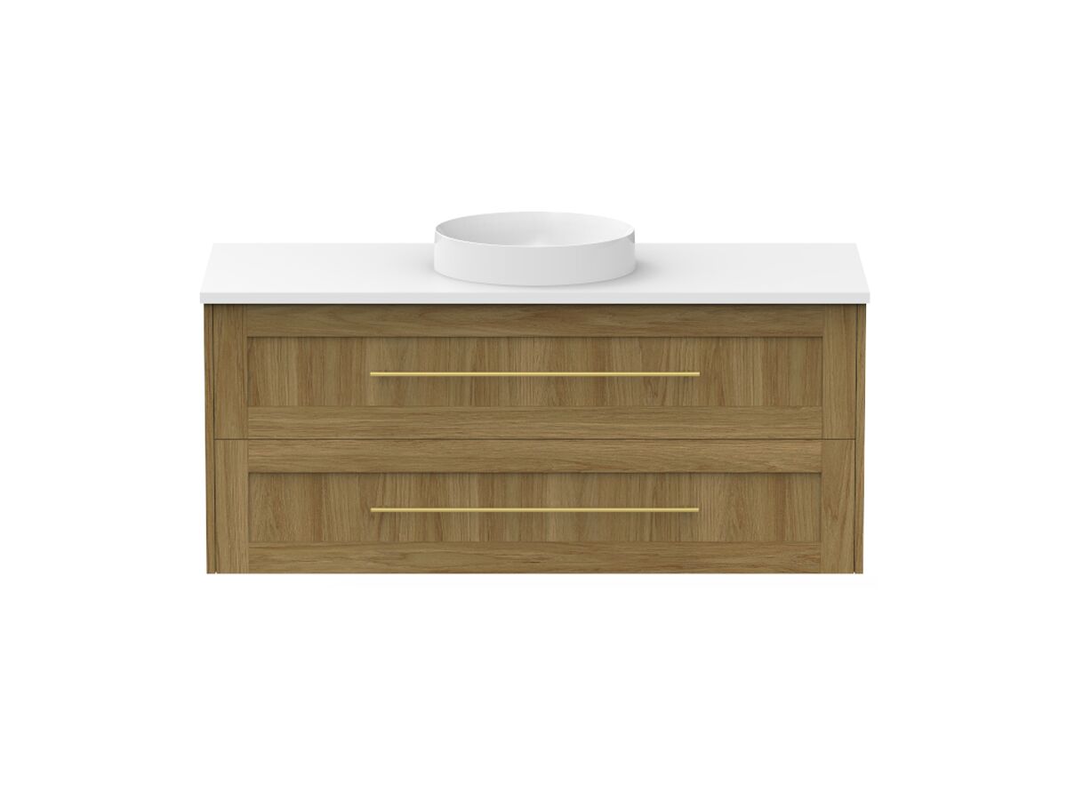 reece Kado Lux All Drawer 1200mm Wall Hung Vanity Centre Basin 20mm Cherry Pie Top