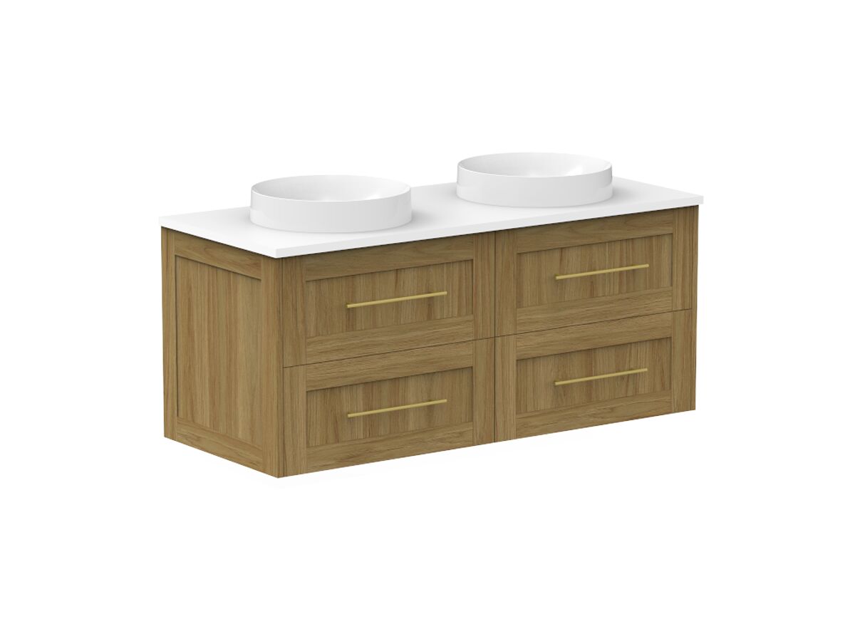 Reece Kado Lux All Drawer 1200mm Wall Hung Vanity Double Basin 20mm Cherry Pie Top