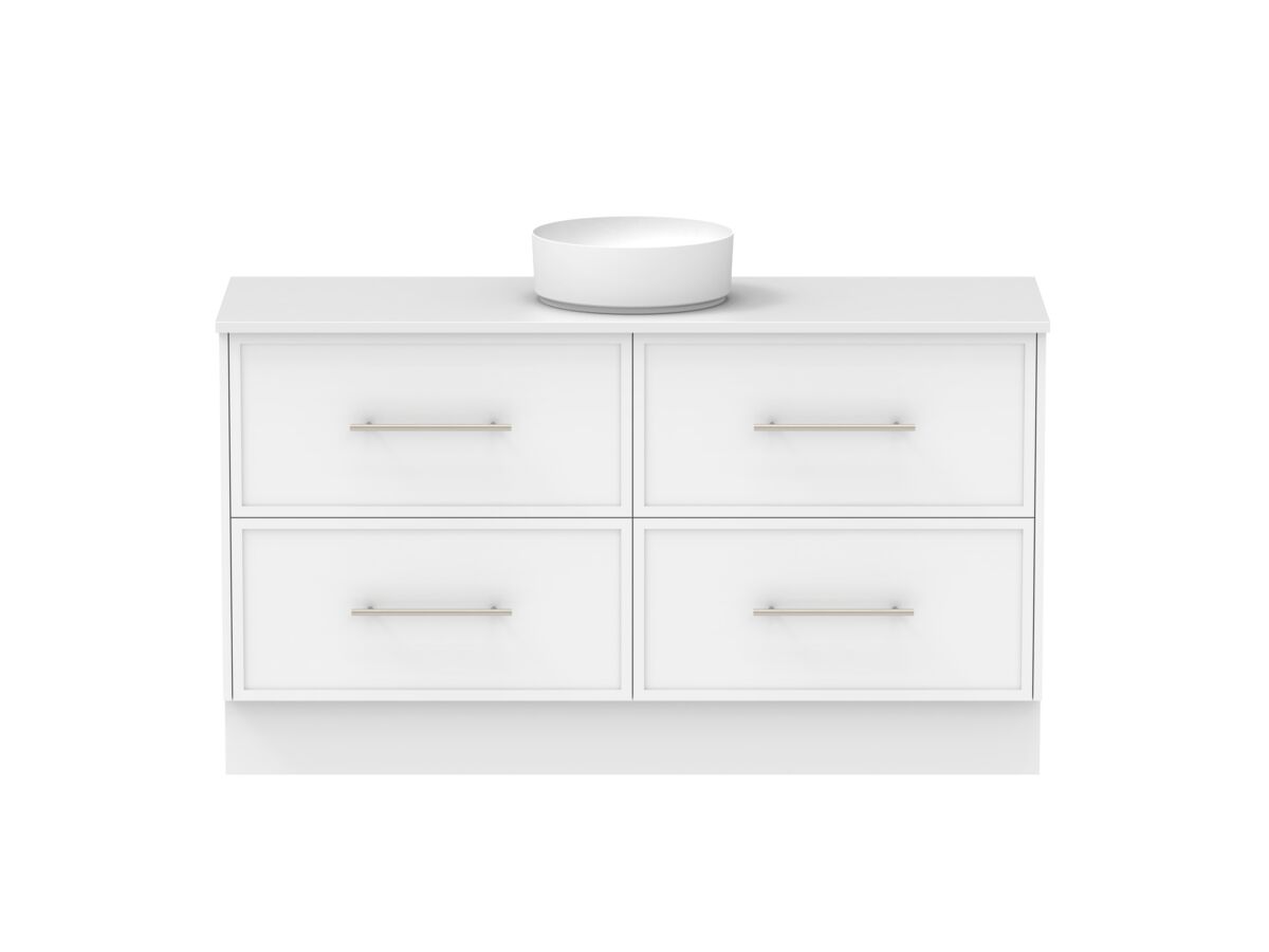 Reece Kado Lux All Drawer 1500mm Floor Mounted Vanity Centre Basin 20mm Caesarstone Mineral Top