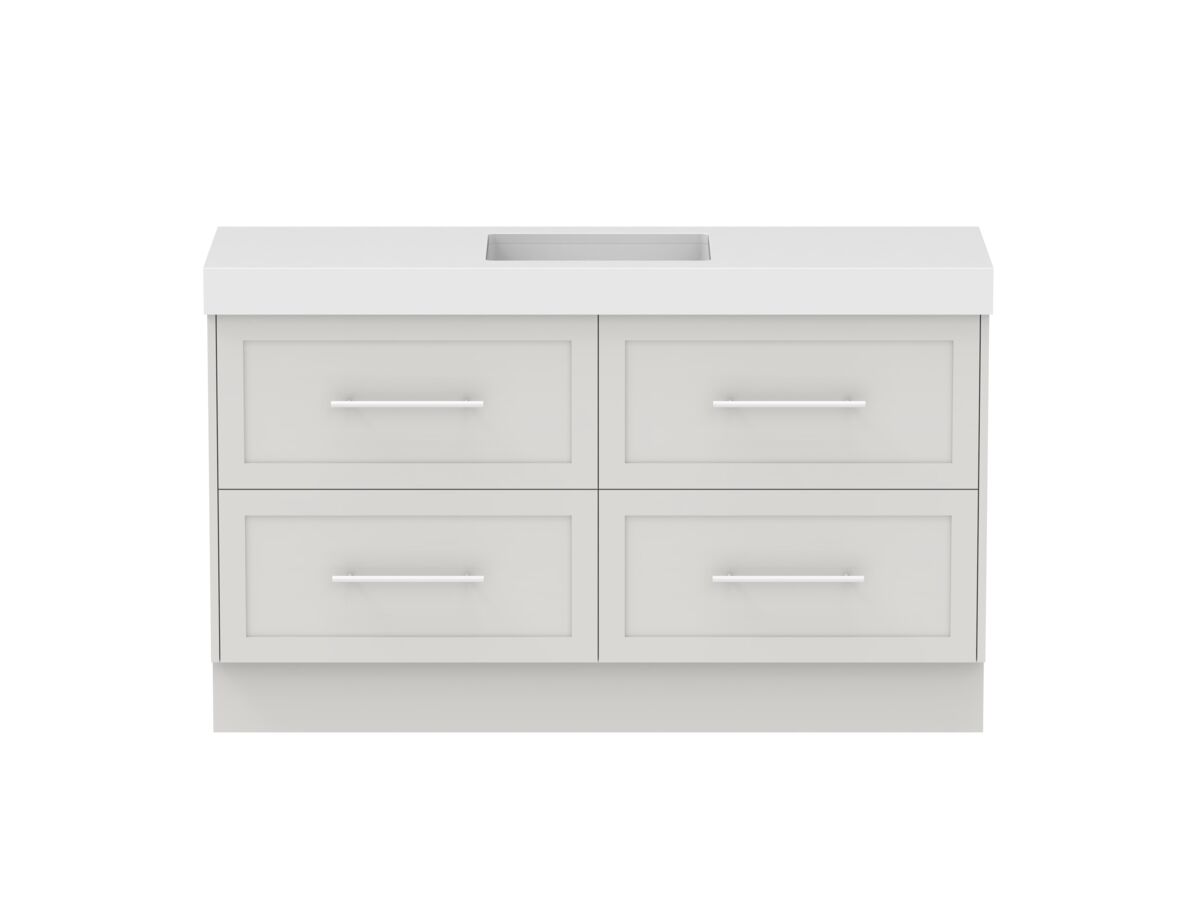 reece Kado Lux All Drawer 1500mm Floor Mounted Vanity Centre Basin 90mm Cherry Pie Top