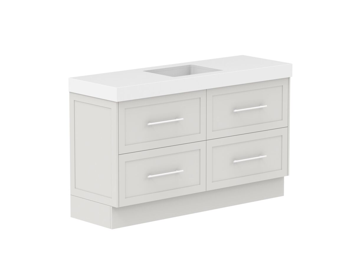 Reece Kado Lux All Drawer 1500mm Floor Mounted Vanity Centre Basin 90mm Durasein Top