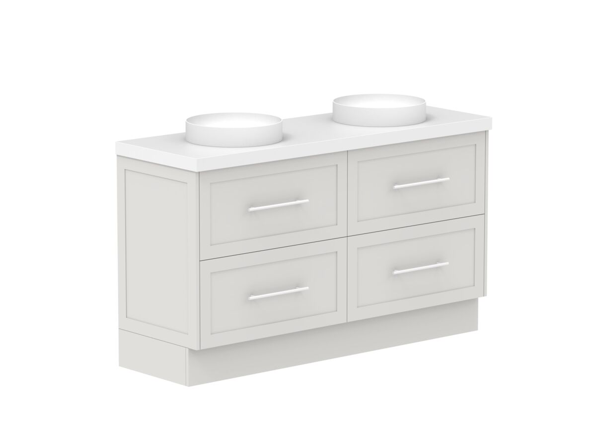 Reece Kado Lux All Drawer 1500mm Floor Mounted Vanity Centre Basin 50mm Cherry Pie Top