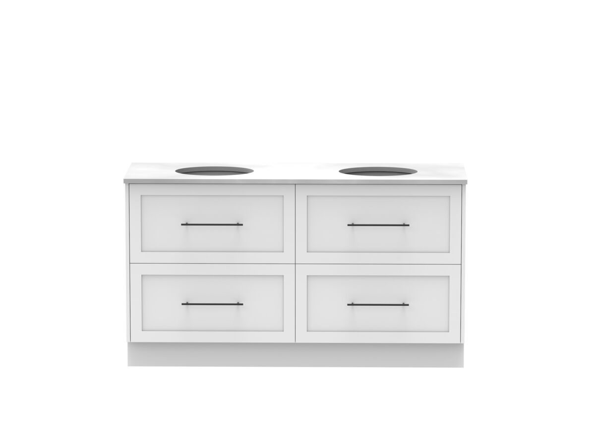 Reece Kado Lux All Drawer 1500mm Floor Mounted Vanity Double Basin 20mm Cherry Pie Top
