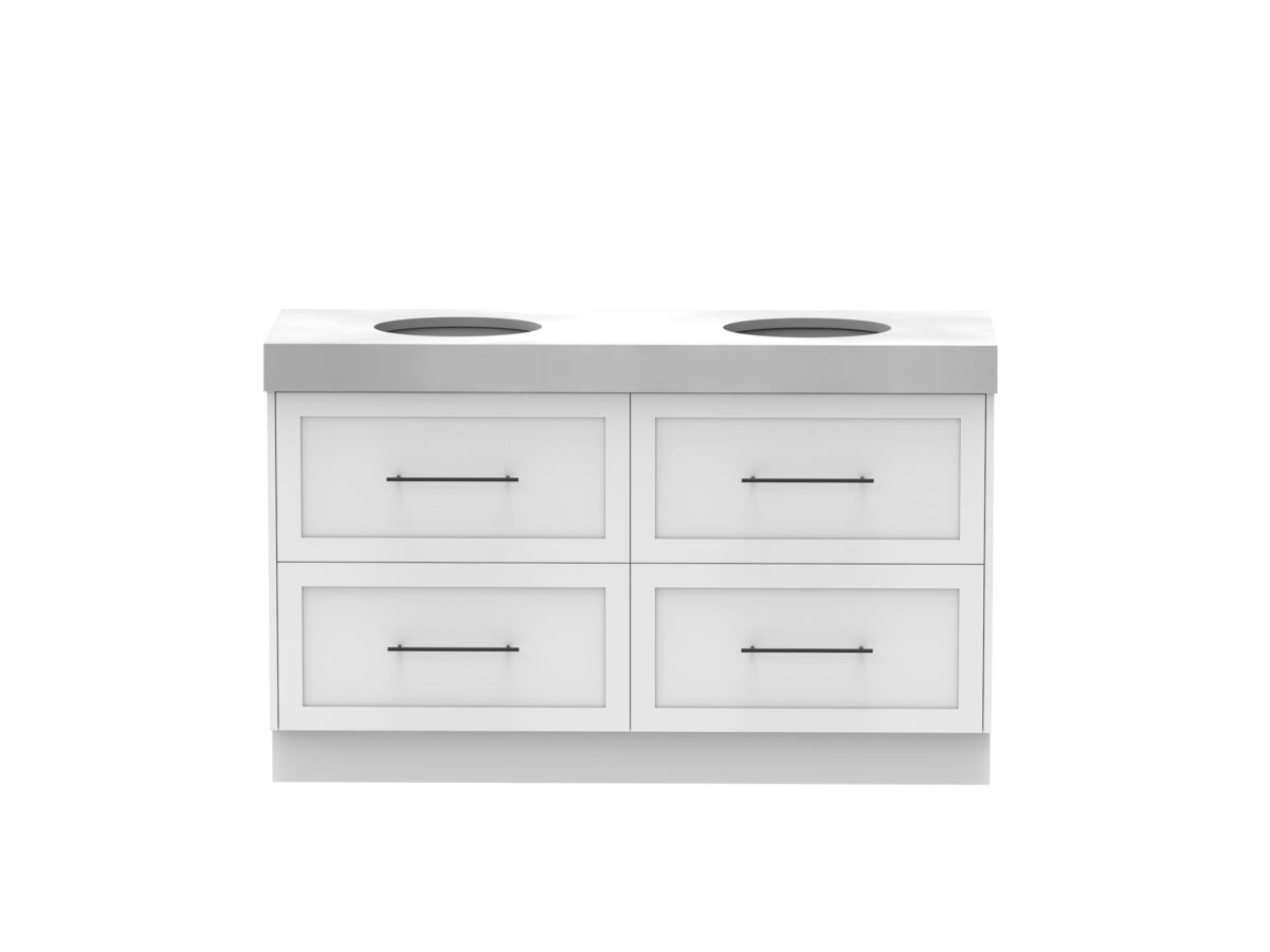 Reece Kado Lux All Drawer 1500mm Floor Mounted Vanity Double Basin 90mm Cherry Pie Top