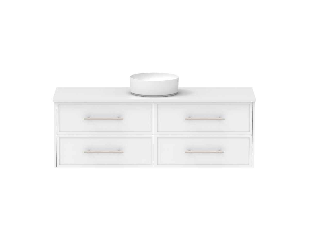 Reece Kado Lux All Drawer 1500mm Wall Hung Vanity Centre Basin 20mm Cherry Pie Top