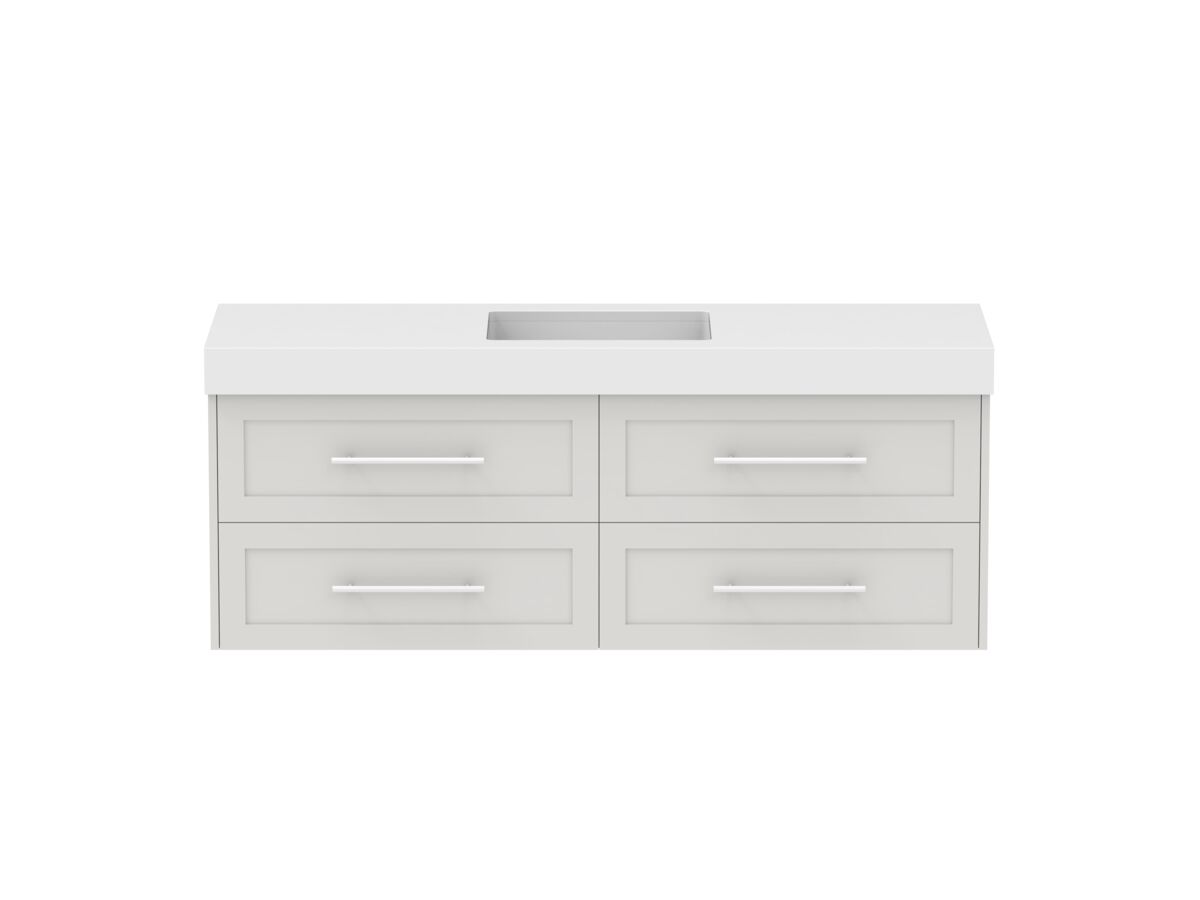 reece Kado Lux All Drawer 1500mm Wall Hung Vanity Centre Basin 90mm Cherry Pie Top