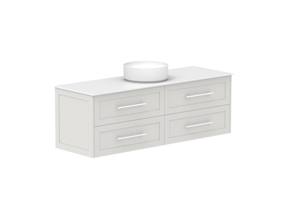 Reece Kado Lux All Drawer 1500mm Wall Hung Vanity Centre Basin 12mm Durasein Top