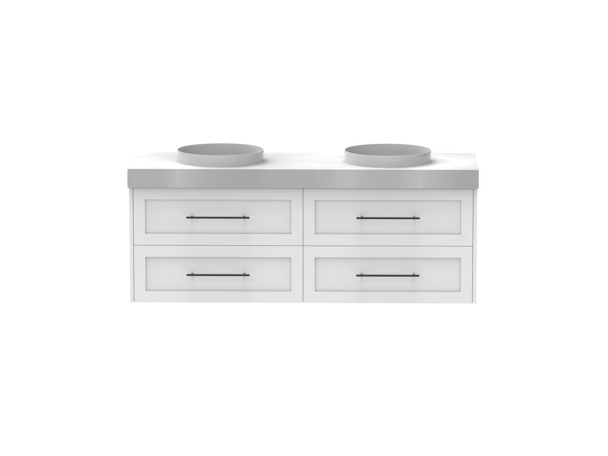 Reece Kado Lux All Drawer 1500mm Wall Hung Vanity Double Basin 90mm Cherry Pie Top