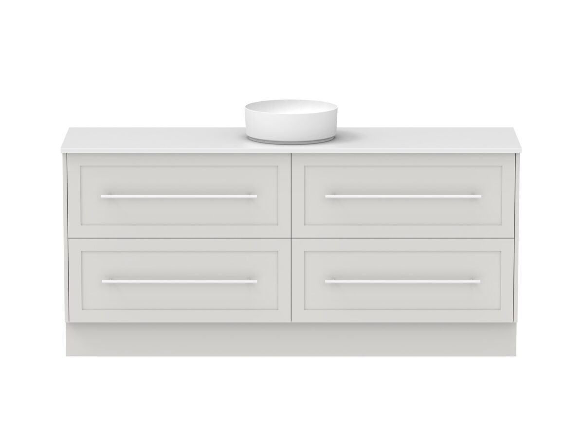 reece Kado Lux All Drawer 1800mm Floor Mounted Vanity Centre Basin 20mm Caesarstone Mineral Top