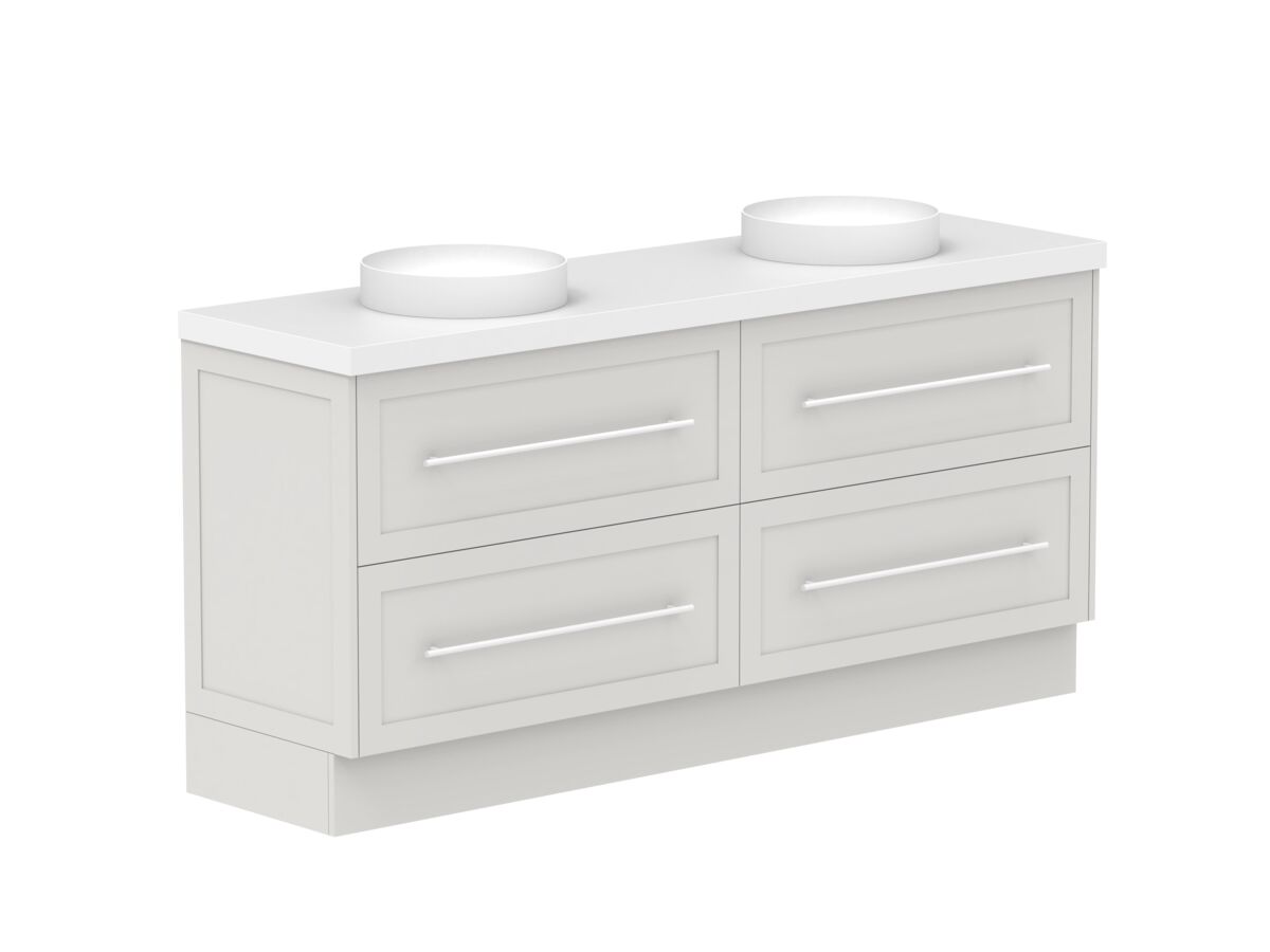 Reece Kado Lux All Drawer 1800mm Floor Mounted Vanity Double Basin 50mm Caesarstone Mineral Top