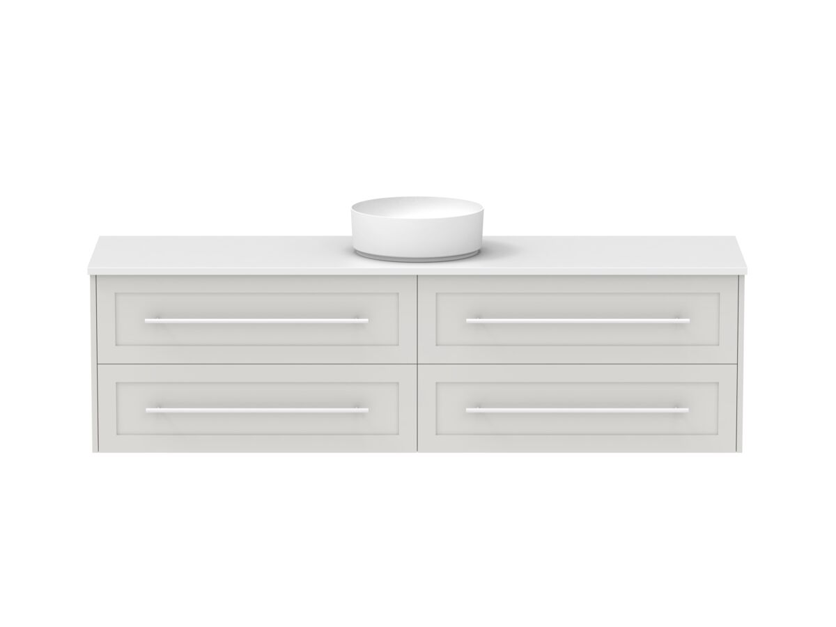 reece Kado Lux All Drawer 1800mm Wall Hung Vanity Centre Basin 20mm Cherry Pie Top