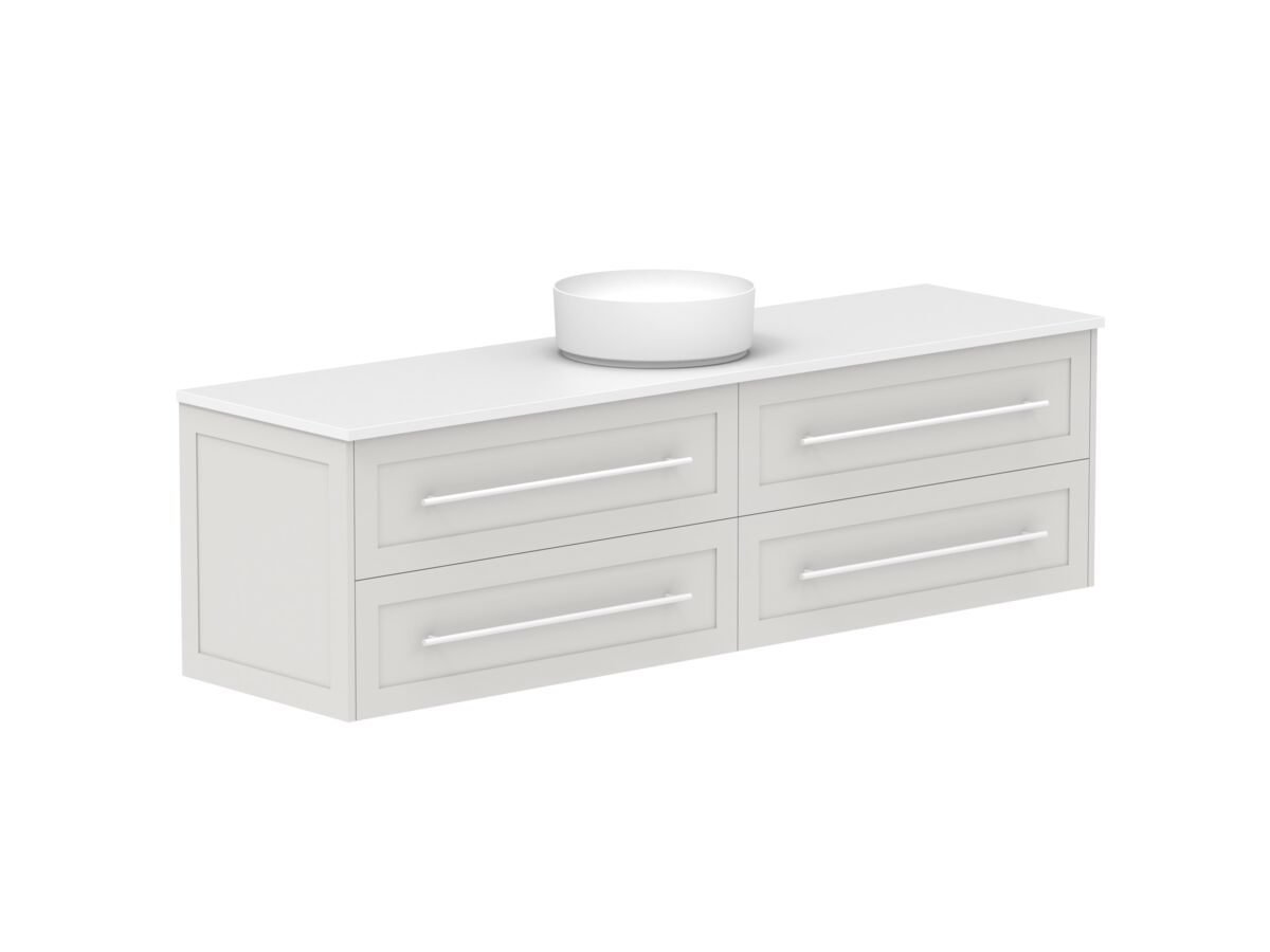Reece Kado Lux All Drawer 1800mm Wall Hung Vanity Centre Basin 20mm Caesarstone Mineral Top