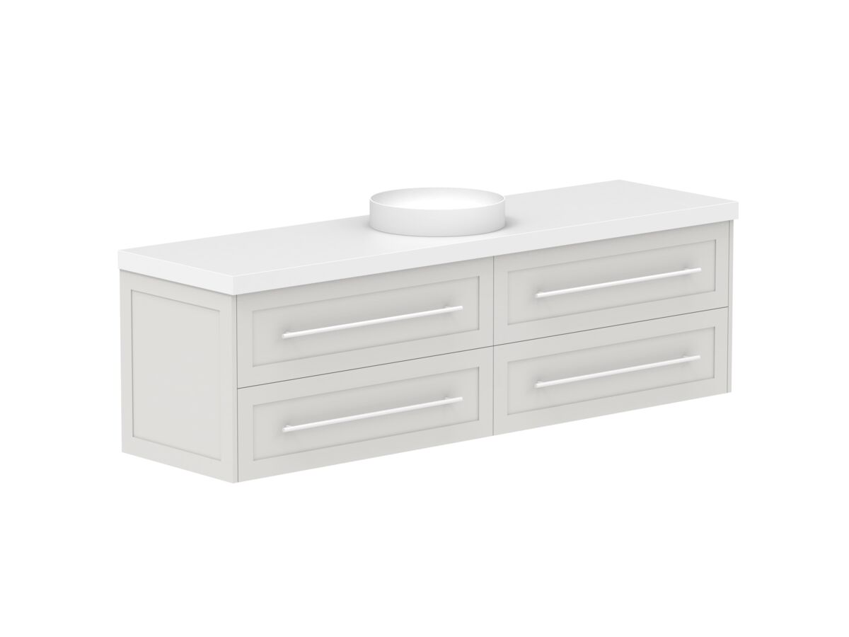 Reece Kado Lux All Drawer 1800mm Wall Hung Vanity Centre Basin 50mm Caesarstone Mineral Top
