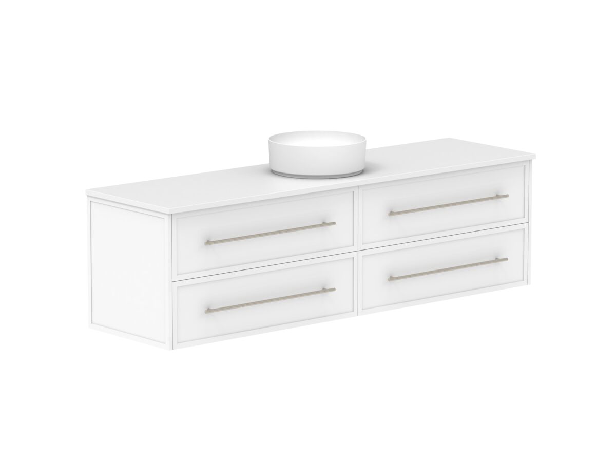 Reece Kado Lux All Drawer 1800mm Wall Hung Vanity Centre Basin 20mm Caesarstone Mineral Top