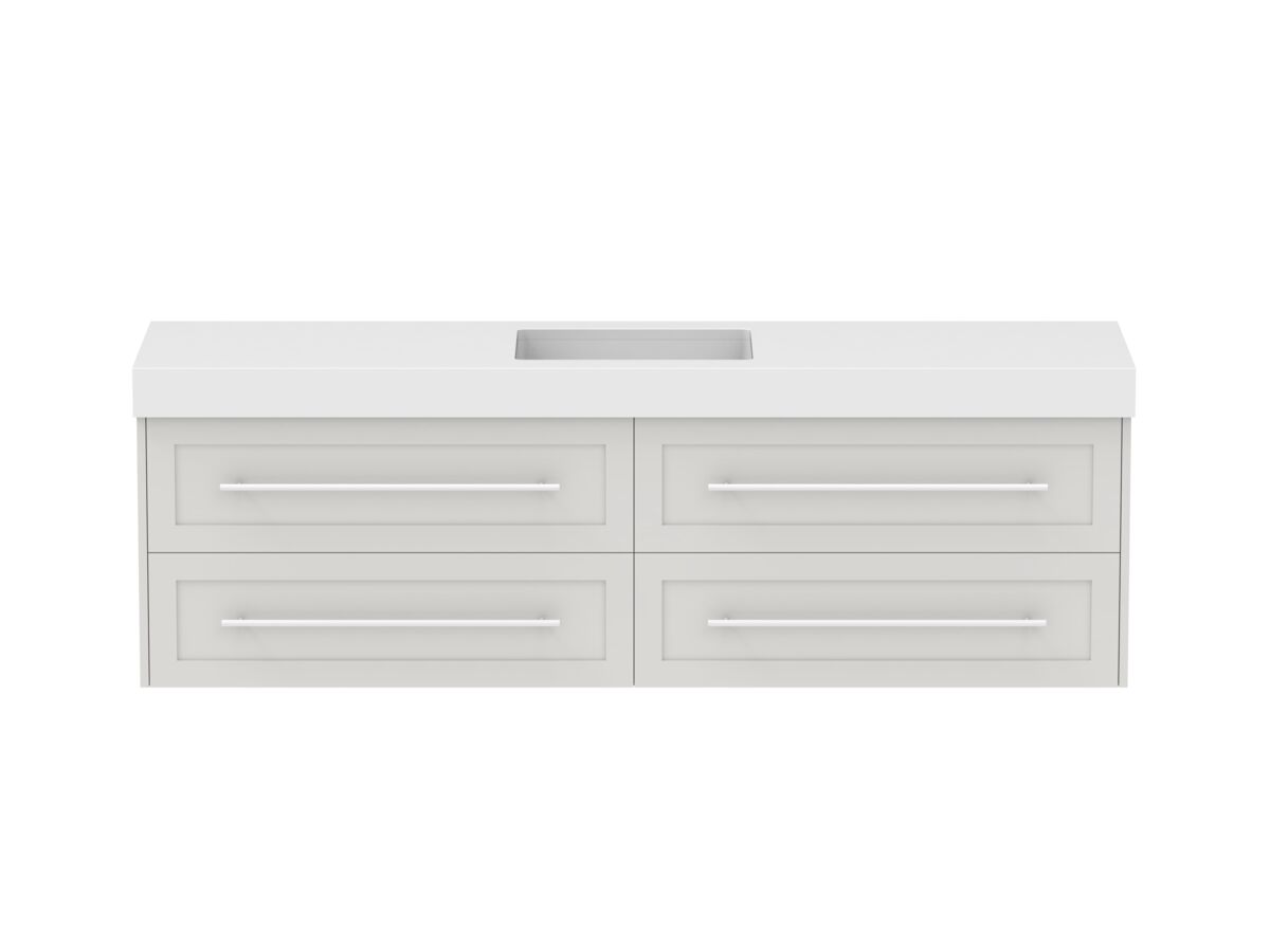 reece Kado Lux All Drawer 1800mm Wall Hung Vanity Centre Basin 90mm Caesarstone Mineral Top