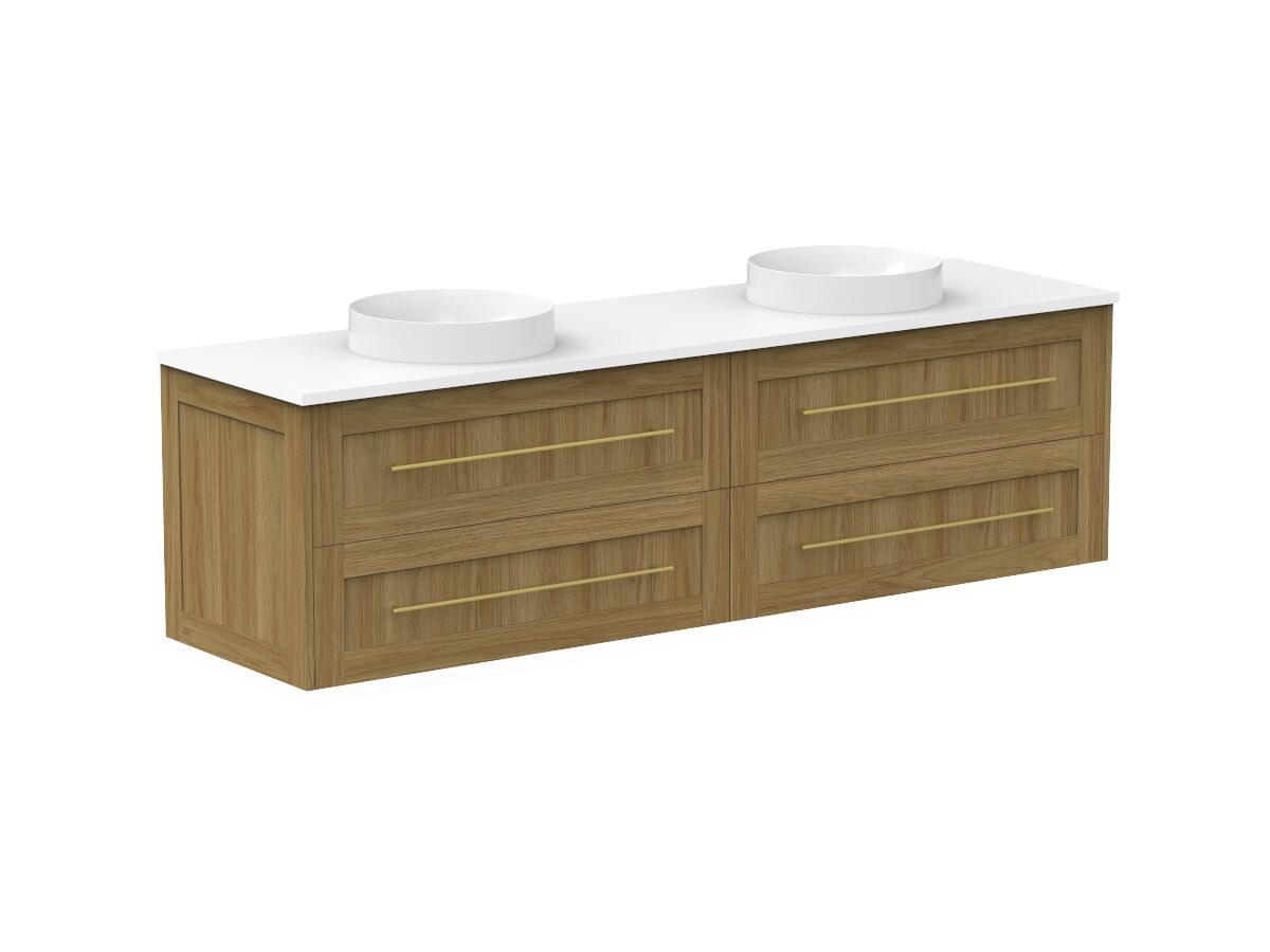 Reece Kado Lux All Drawer 1800mm Wall Hung Vanity Double Basin 20mm Cherry Pie Top