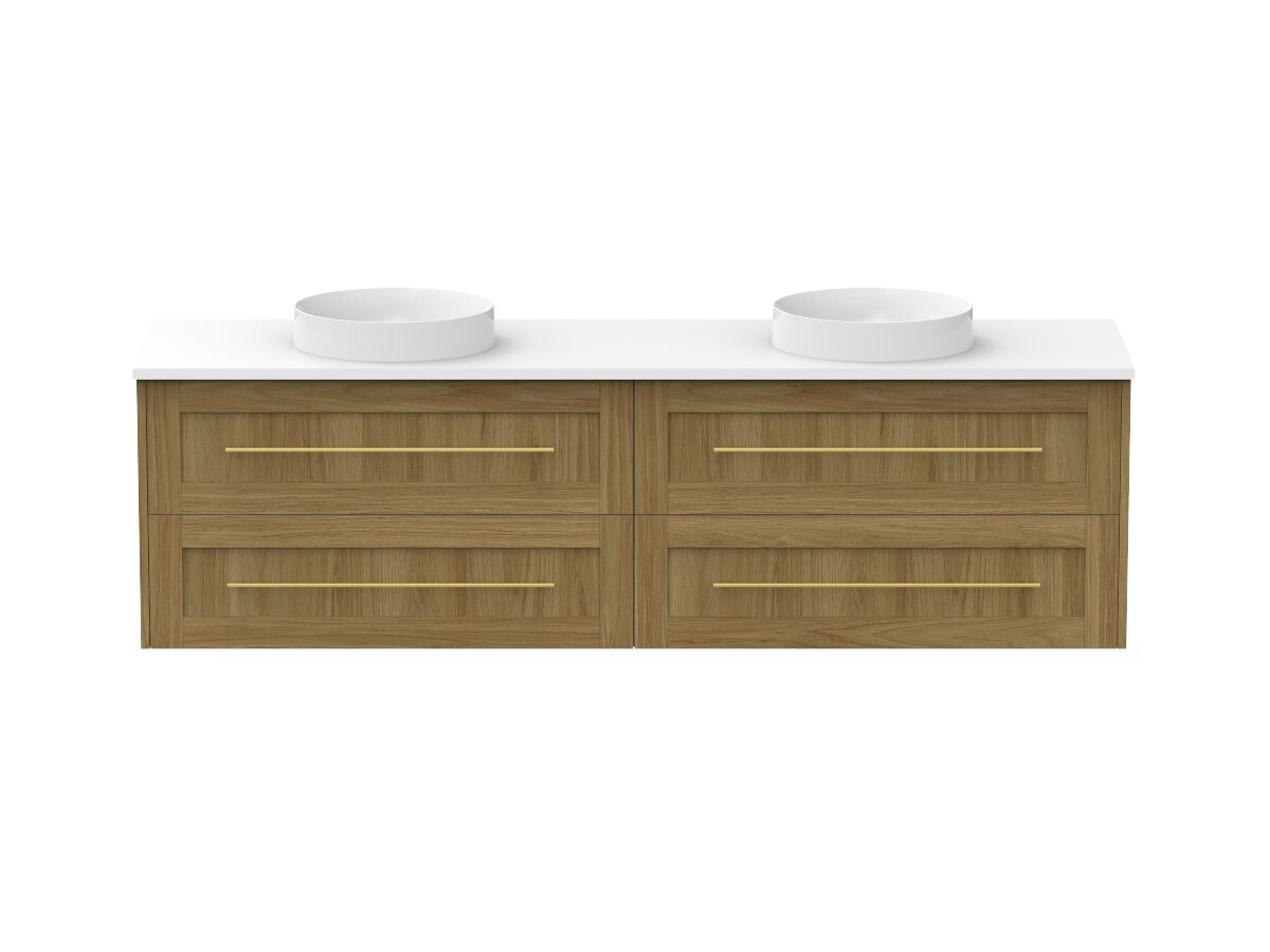 reece Kado Lux All Drawer 1800mm Wall Hung Vanity Double Basin 20mm Cherry Pie Top