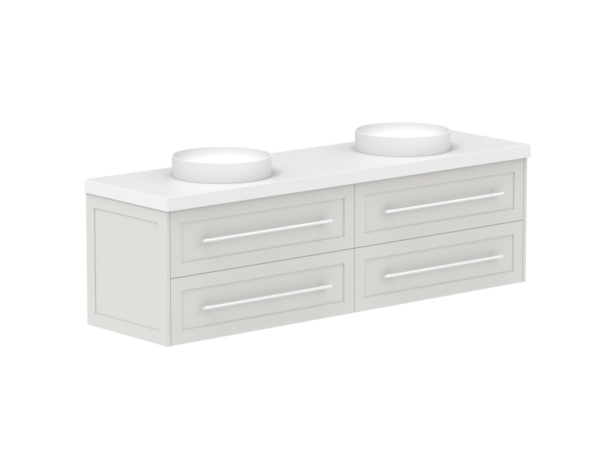 Reece Kado Lux All Drawer 1800mm Wall Hung Vanity Double Basin 50mm Cherry Pie Top