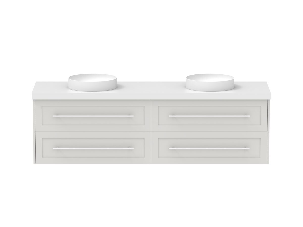 reece Kado Lux All Drawer 1800mm Wall Hung Vanity Double Basin 50mm Cherry Pie Top