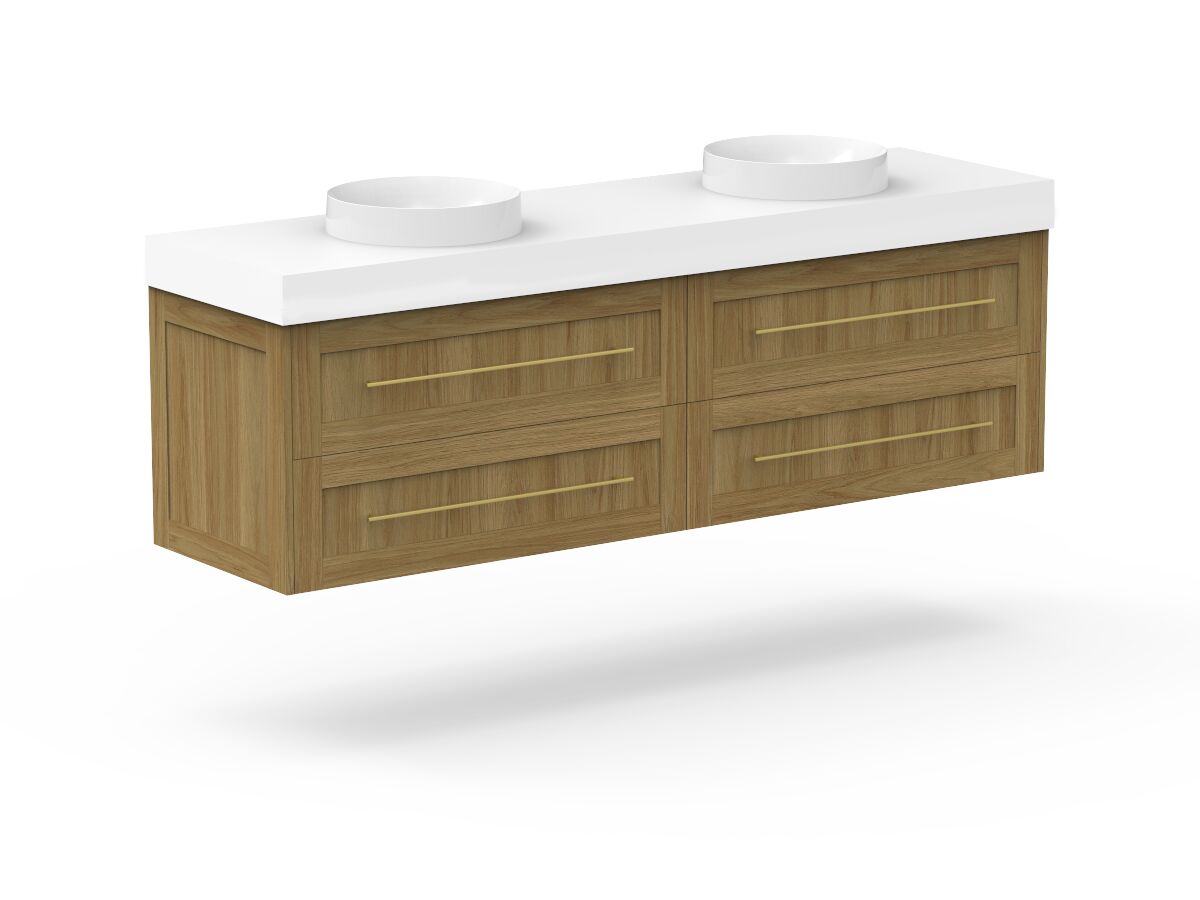 Reece Kado Lux All Drawer 1800mm Wall Hung Vanity Double Basin 90mm Cherry Pie Top