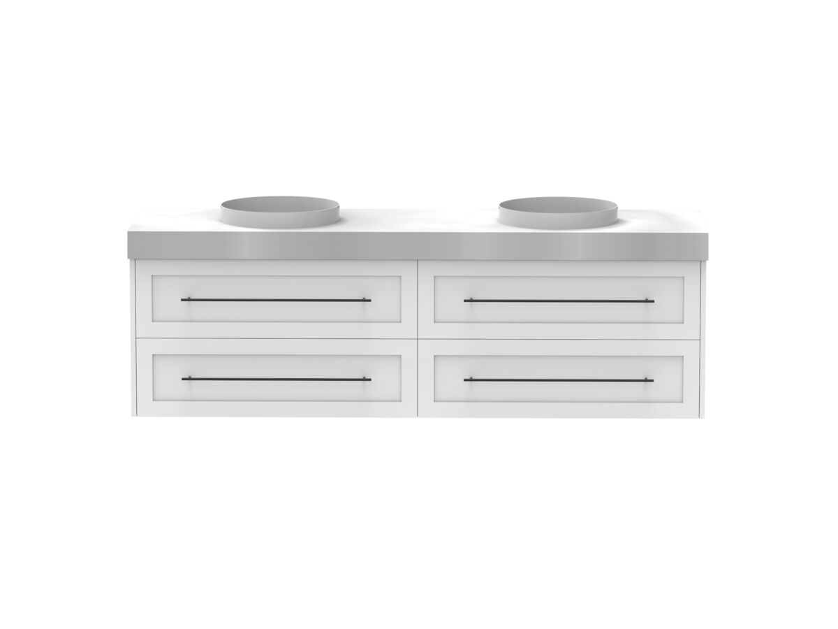 reece Kado Lux All Drawer 1800mm Wall Hung Vanity Double Basin 90mm Cherry Pie Top