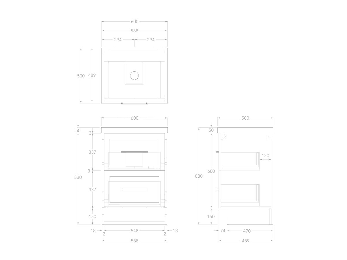 Reece Kado Lux All Drawer 600mm Floor Mounted Vanity Centre Basin 50mm Cherry Pie Top